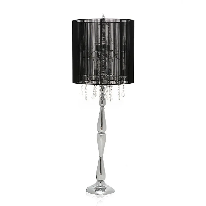 USB Charging Port Floor Lamp for Convenient Device ChargingChandelier Floor Lamp With Black Fringe Shade