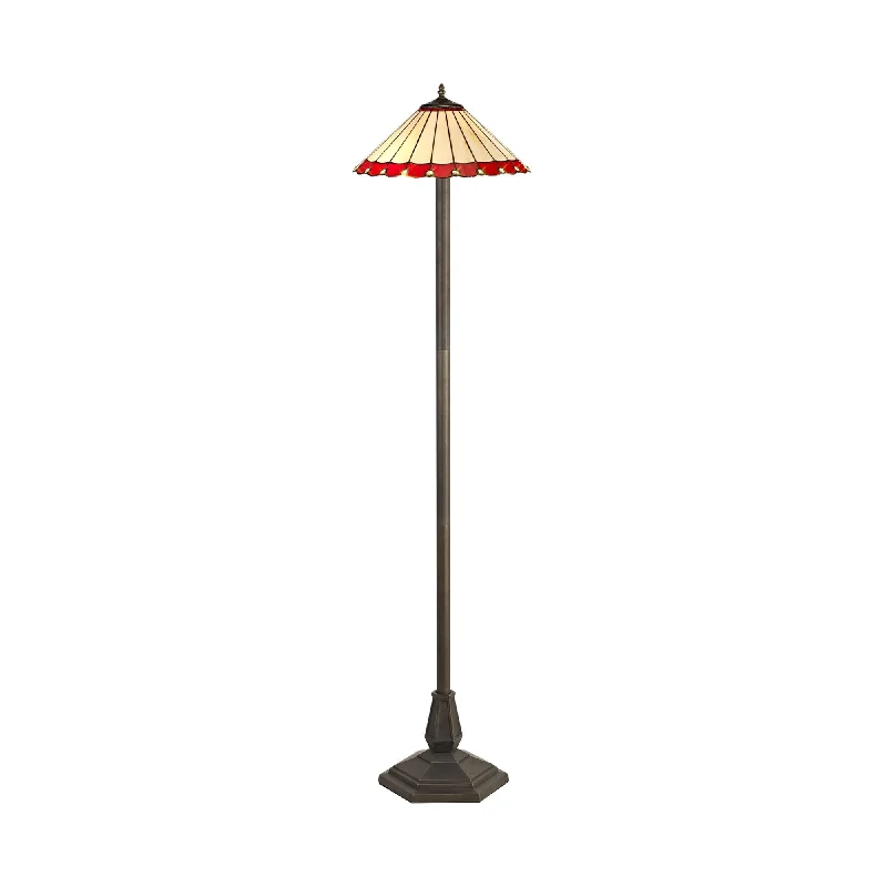  Way Switch Floor Lamp for Multiple Light Intensity Levels Way Switch Floor Lamp for Multiple Light Intensity LevelsNelson Lighting NLK03019 Umbrian 2 Light Octagonal Floor Lamp With 40cm Tiffany Shade Red/Chrome/Antique Brass