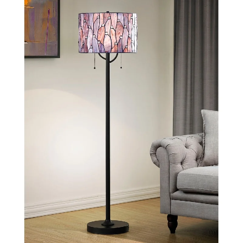 Metal Floor Lamp with a Matte Black Finish for a Sleek LookMetal Floor Lamp with a Matte Black Finish for a Sleek LookVines 61"H Tiffany Floor Lamp - Blue/Purple