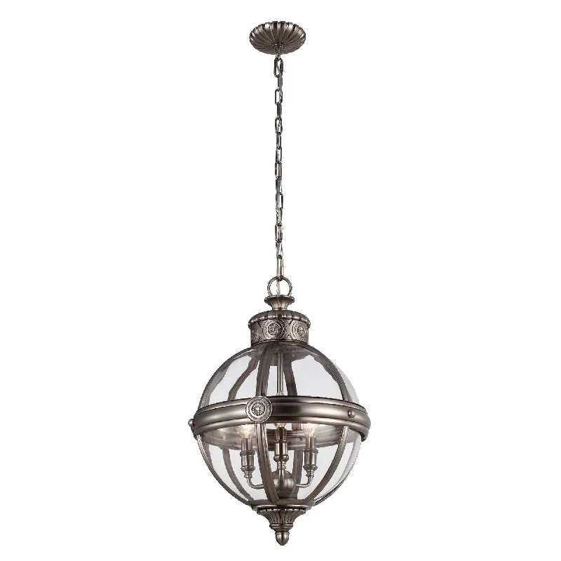 African - Inspired Ceiling Lights with Tribal Patterns and Natural MaterialsElstead Adams 3 Light Pendant Chandelier In Antique Nickel - ID 7371