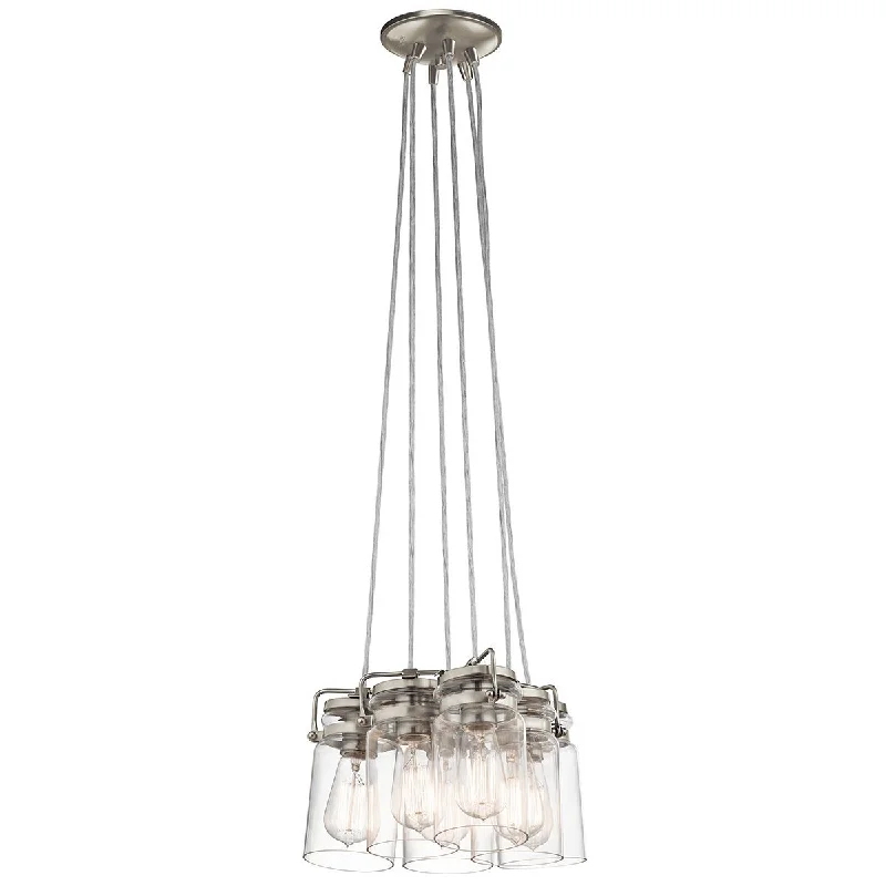 Art Nouveau Ceiling Lights with Organic, Flowing ShapesAldgate Six Light Brushed Nickel Pendant - ID 6597