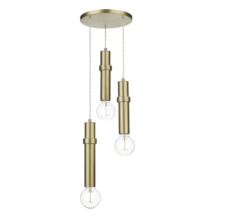 Japanese - Inspired Ceiling Lights with Shoji - Screen - like DiffusersChandeliers for Renters Who Want to Upgrade Their LightingBrushed Brass 3 Light Cylinder Pendant - ID 10156