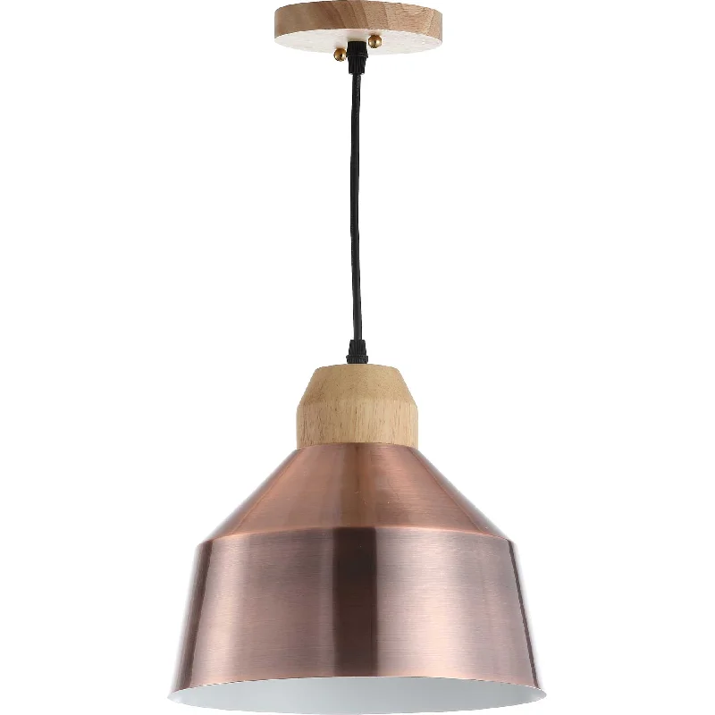 Scandinavian Style Ceiling Lights with Light Wood AccentsDamian Pendant Copper/Light Brown