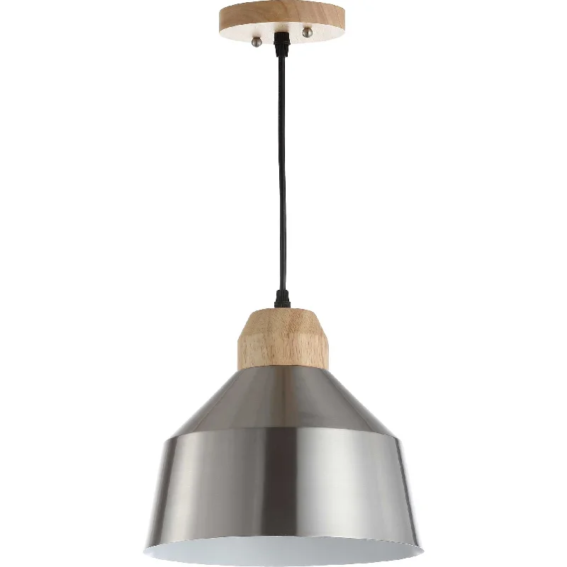 Scandinavian Style Ceiling Lights with Light Wood AccentsDamian Pendant Nickel/Light Brown