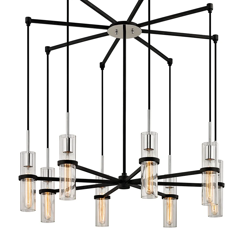 Gothic Ceiling Lights with Dark Metalwork and Pointed ArchesWood Chandeliers with Natural Wood GrainXAVIER 8LT PENDANT