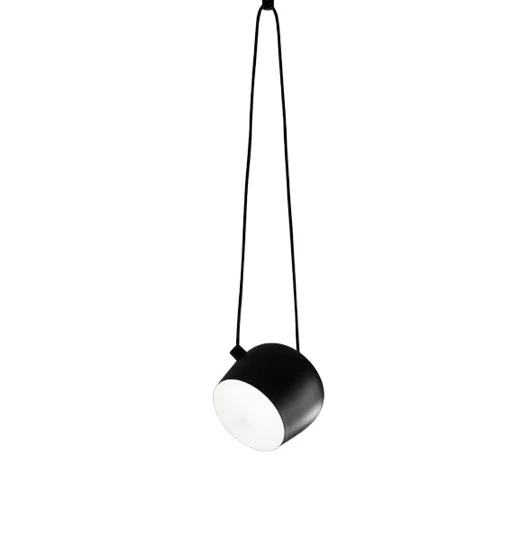 Industrial Style Ceiling Lights with Exposed Bulbs and Metal CagesFLOS Aim Large Black Suspended Ceiling Light