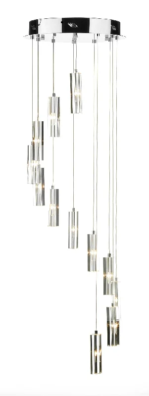 Contemporary Ceiling Lights with Unique, Abstract ShapesKew Polished Chrome and Crystal 12 Light Cluster Pendant - ID 1131