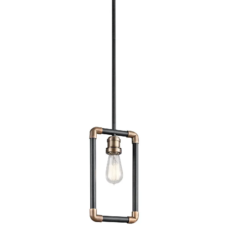 Scandinavian Style Ceiling Lights with Light Wood AccentsEdis Black and Brass Mini Single Pendant - ID 7405