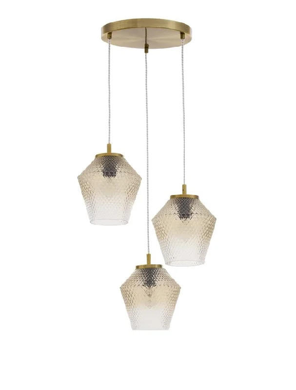 Contemporary Ceiling Lights with Unique, Abstract ShapesChandeliers for Renters Who Want to Upgrade Their LightingMAG Cognac Shadow Glass & Brass Finish Multi Drop Pendant - ID 10015