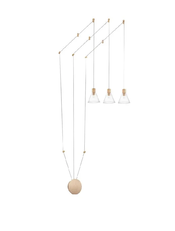 Industrial Style Ceiling Lights with Exposed Bulbs and Metal CagesMetal and Fabric Chandeliers for a Soft LookMAR Gold Aluminium & Clear Glass Tripple String Pendant - ID 10150