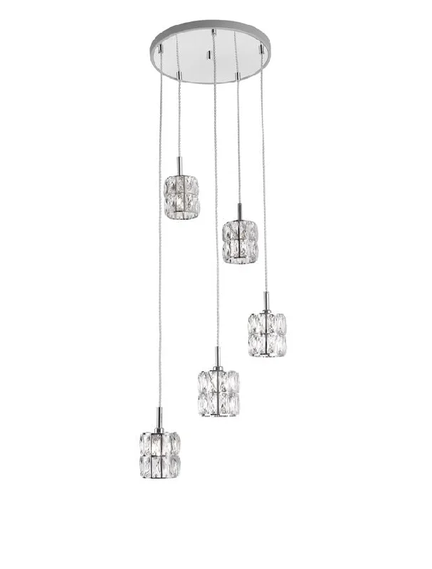 Modern Minimalist Ceiling Lights for Contemporary InteriorsVictorian - Inspired Chandeliers for Traditional HomesNIC Crystal & Chrome Aluminium 5 Light Multiple Drop Pendant - ID 10560