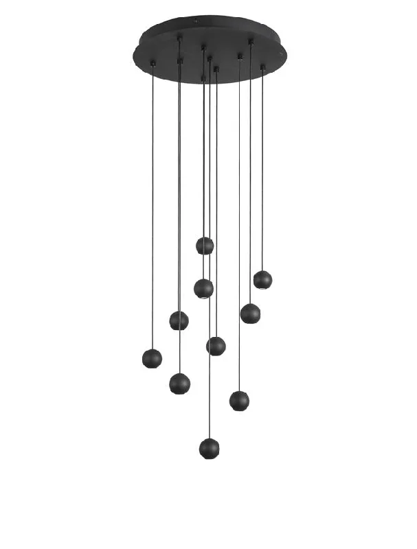 Retro Ceiling Lights Inspired by the 1950s and 1960s DesignMetal and Fabric Chandeliers for a Soft LookNOC Black Aluminium & Fabric Wire 10 Lamp Cluster Pendant - ID 9957