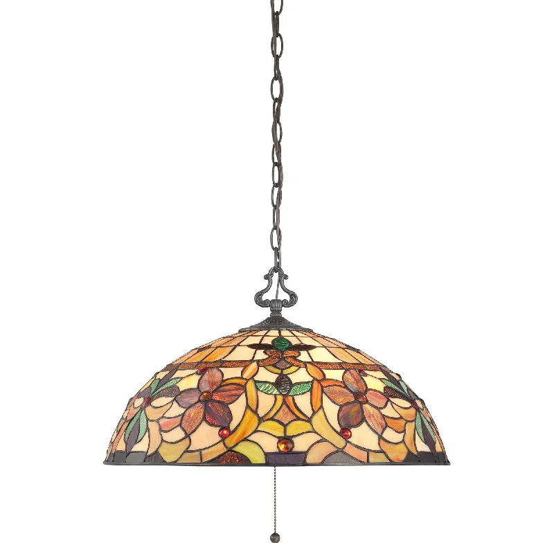 Tropical - Themed Ceiling Lights with Palm - Leaf Shapes and Rattan WrapsElgin 3 Light Tiffany Pendant Light - ID 9185