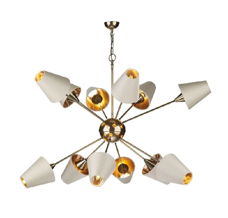 Indian - Themed Ceiling Lights with Intricate Filigree and Mirror WorkModern Minimalist Chandeliers for Living RoomSputnik Bronze 12 Light Pendant With Separately Priced Shades (With Shape & Colour Options) - ID 10168