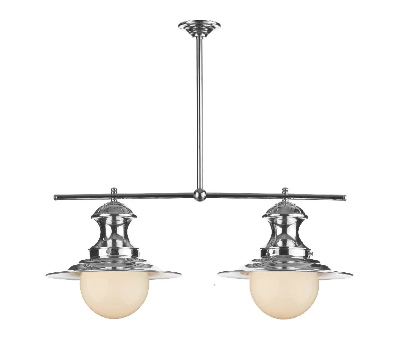 Japanese - Inspired Ceiling Lights with Shoji - Screen - like DiffusersStation Polished Chrome and Glass Double Pendant - ID 3744